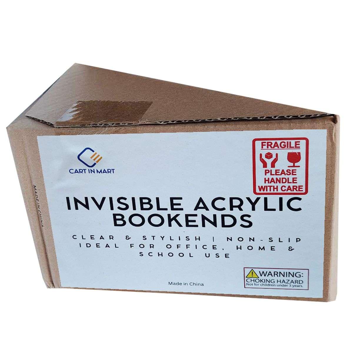 4 Pack Clear Acrylic Book Ends Heavy Duty Bookends Shelves Desktop Organizer