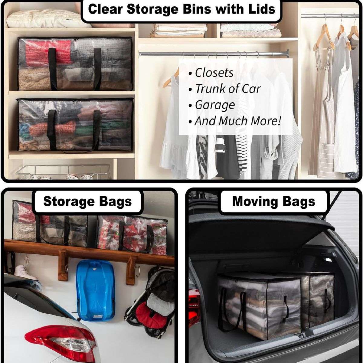 6Pack Oversized Moving Bags With Reinforced Handle Heavy-Duty Storage