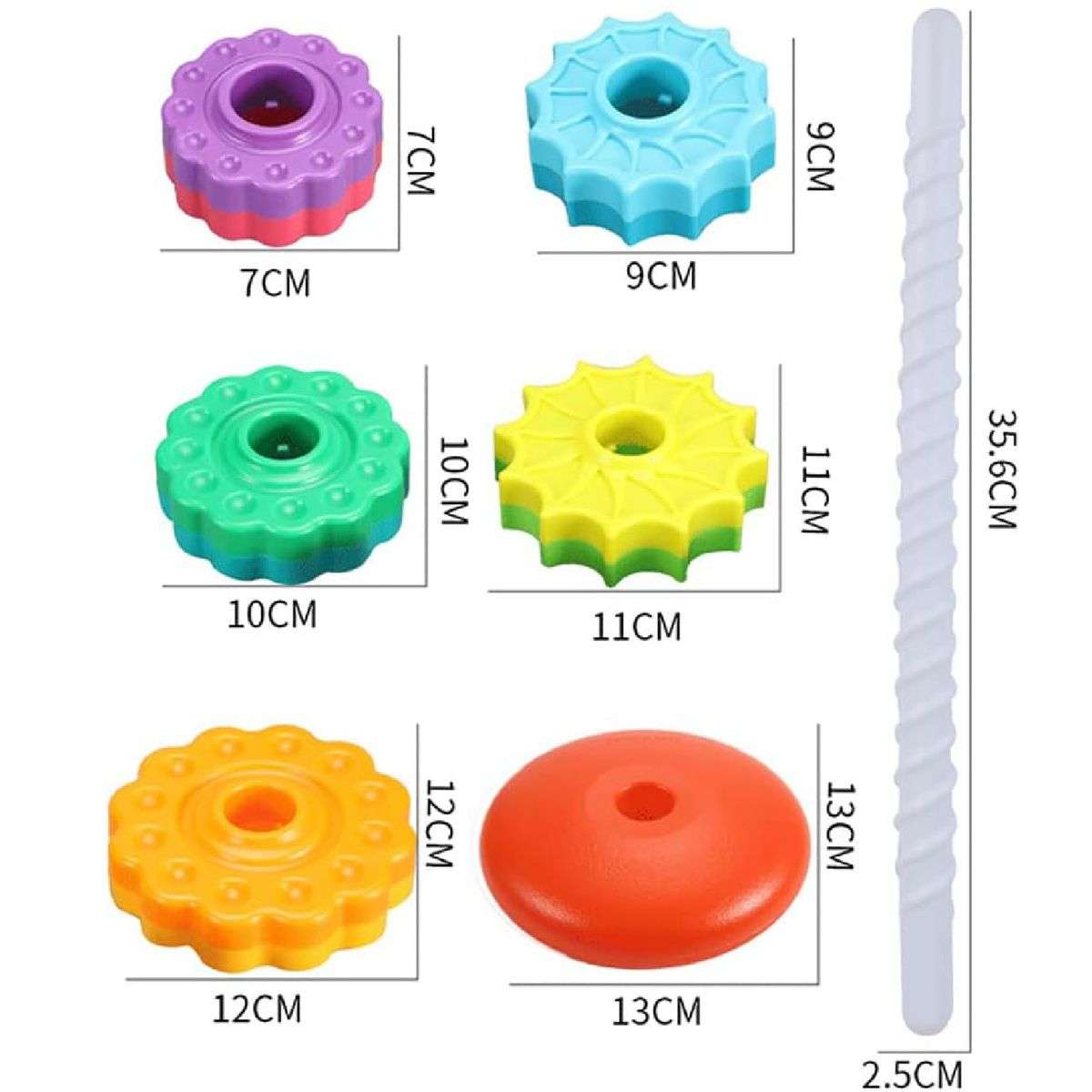 Baby Spinning Stacking Toys Montessori Rainbow Ring Stacker 1-3 Year Olds