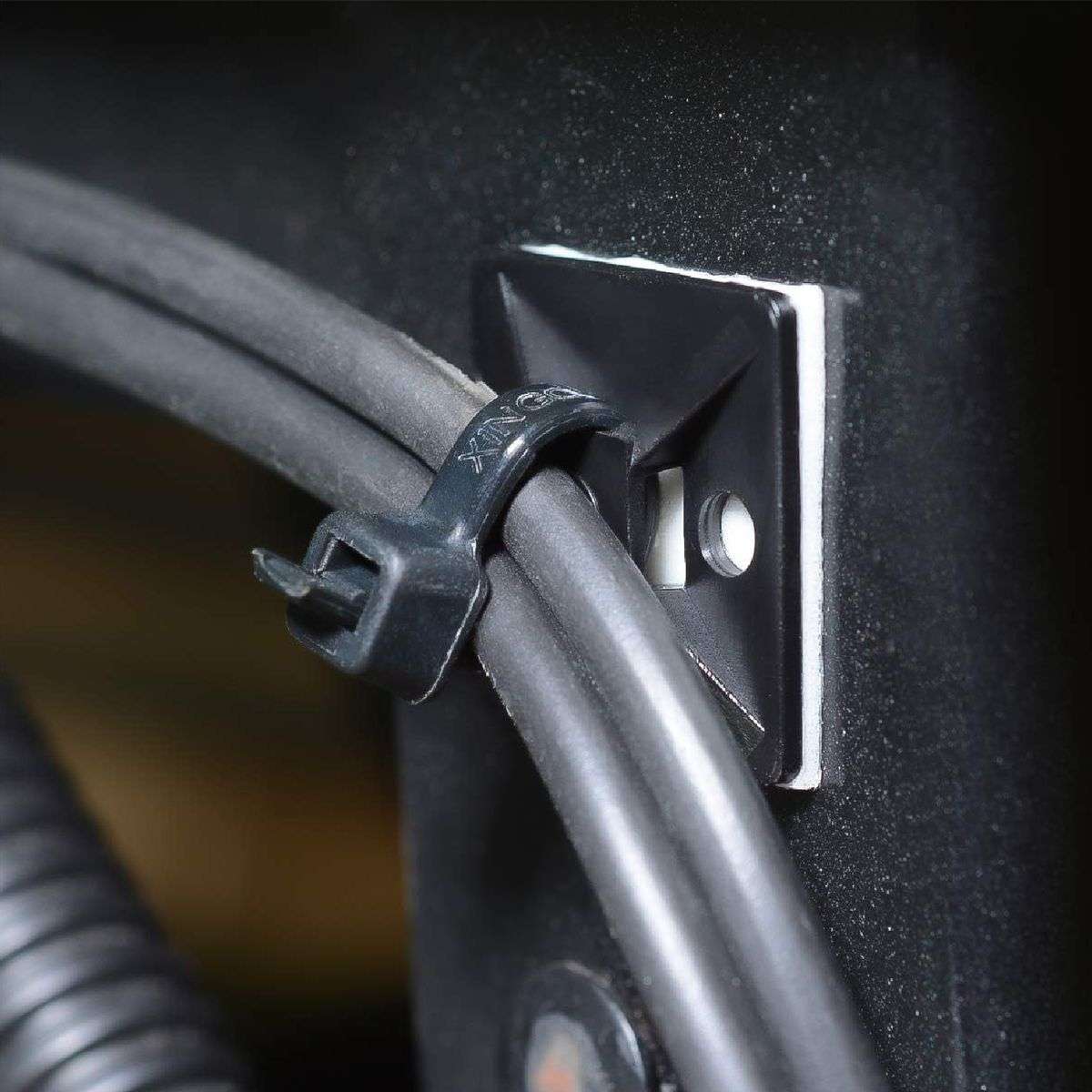 100Pack Black Cable Zip Tie Mounts with 8" Zip Ties Screws Strong Back Clip