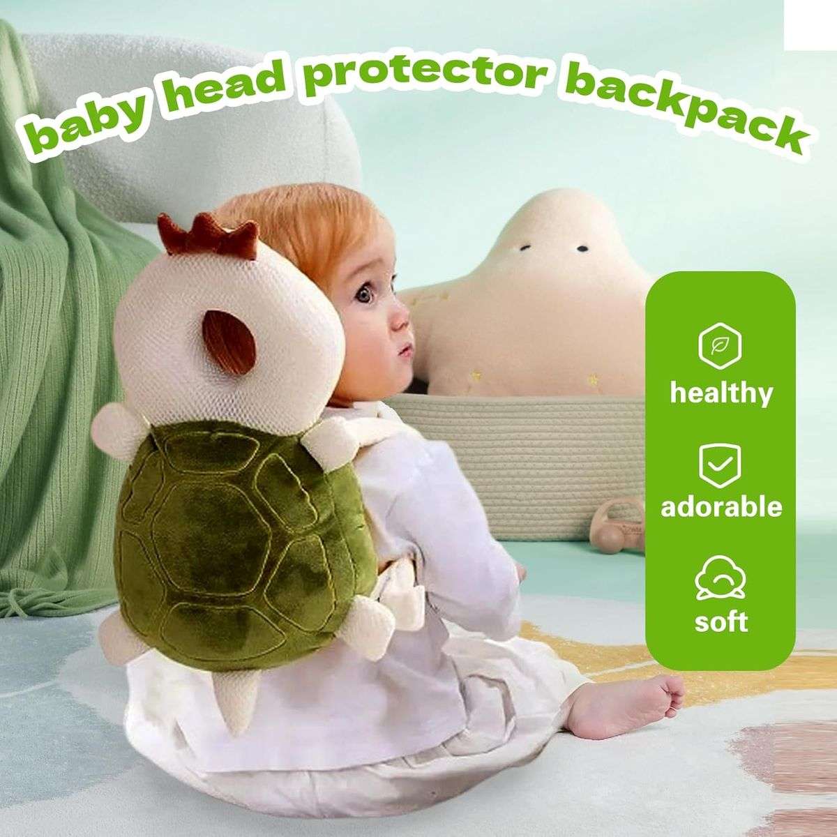 Baby Head Protector Backpack Adjustable Lightweight & 3 Safety Knee Pads