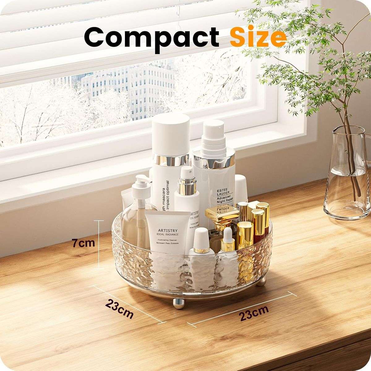 360 Rotating Makeup Organizer Lazy Susan for Vanity Turntable Clear 23cm