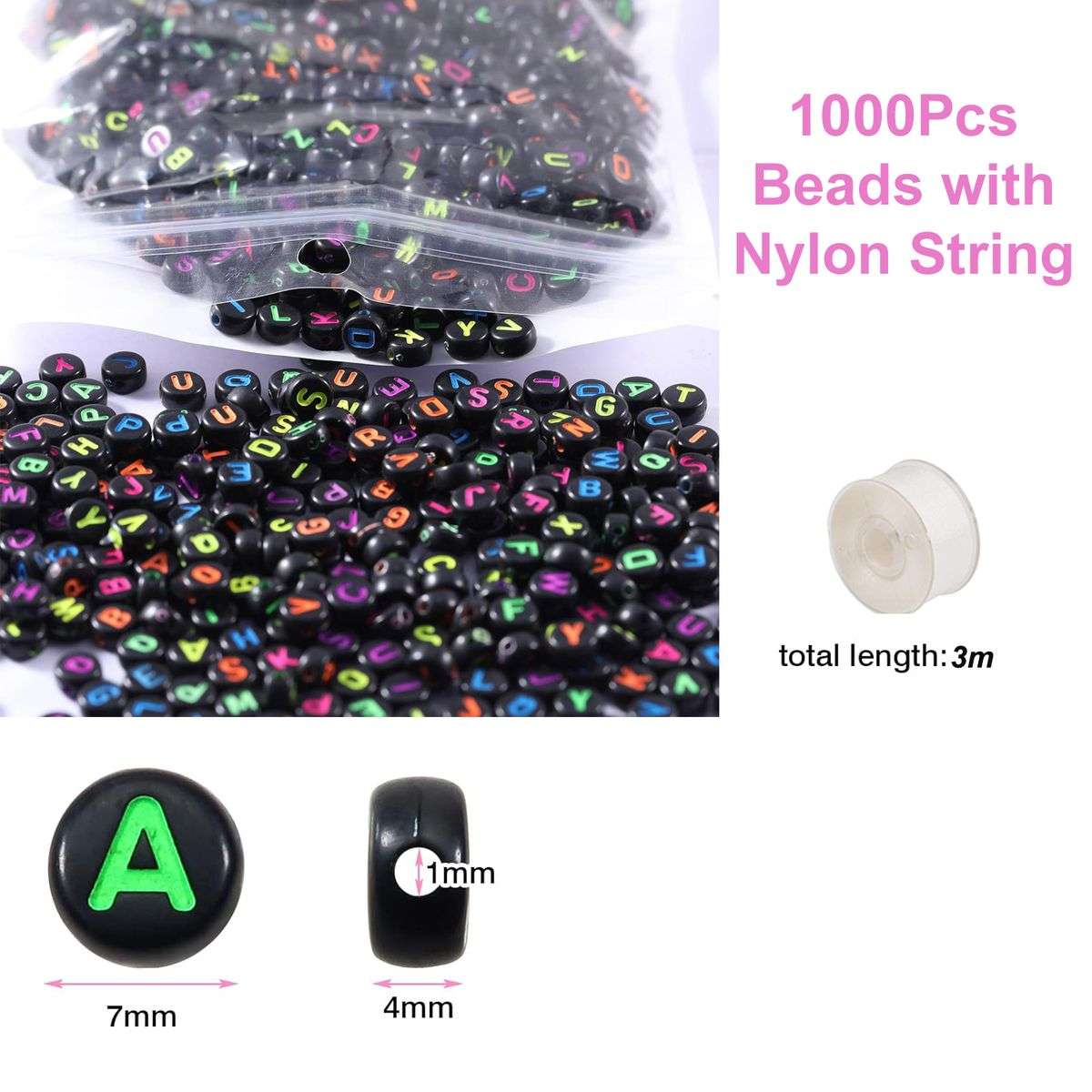 1000 Piece Letter Beads With Crystal String Jewellery Bracelet Making