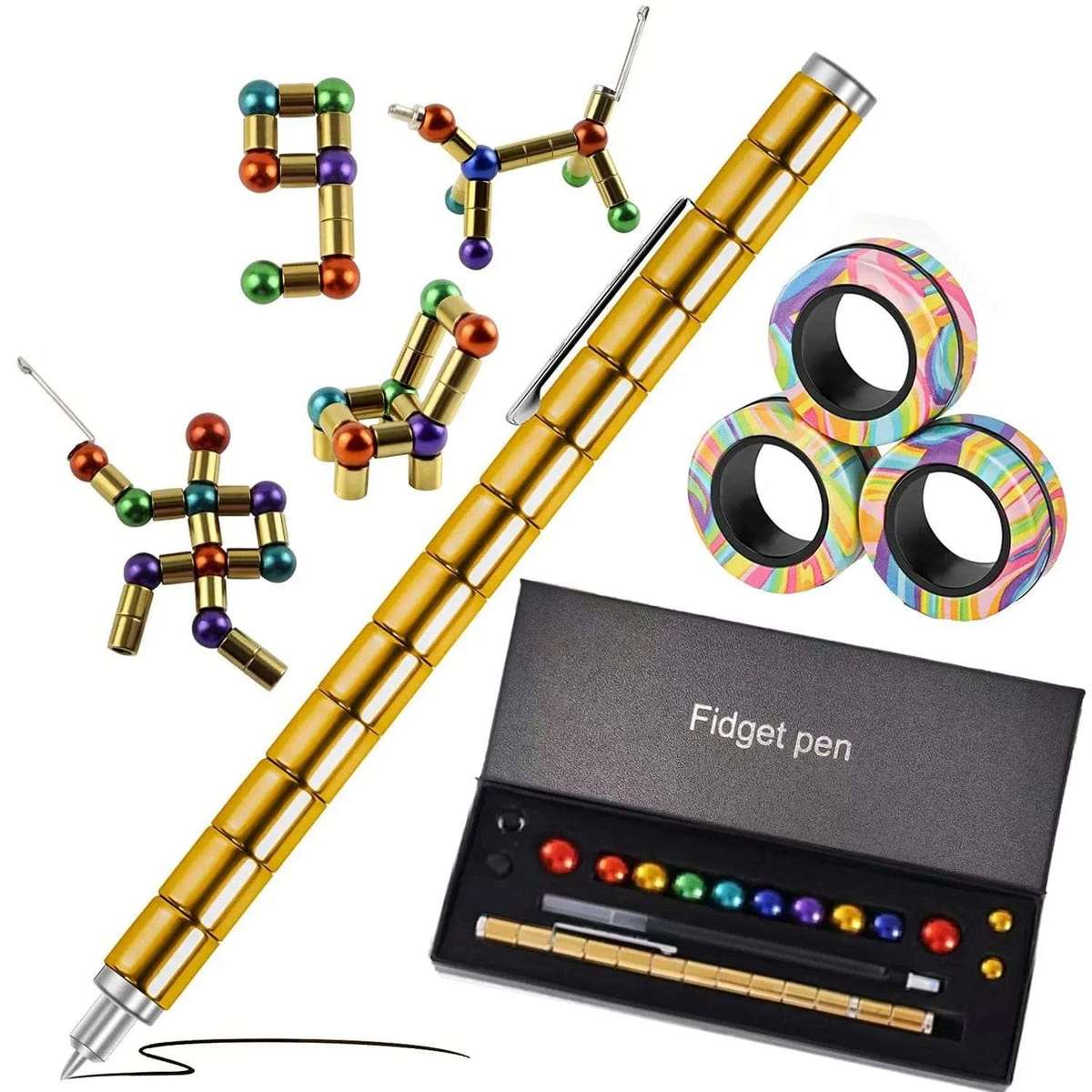 Magnetic Fidget Pen Set With Magnet Rings