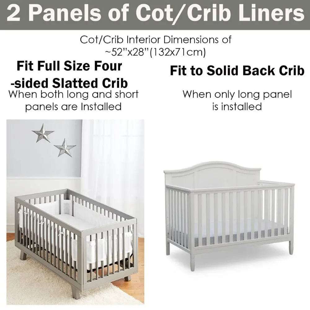 4 Sided Cot Bumper Mesh Baby Crib Liner- Breathable (Only Liners,No Cot Included)