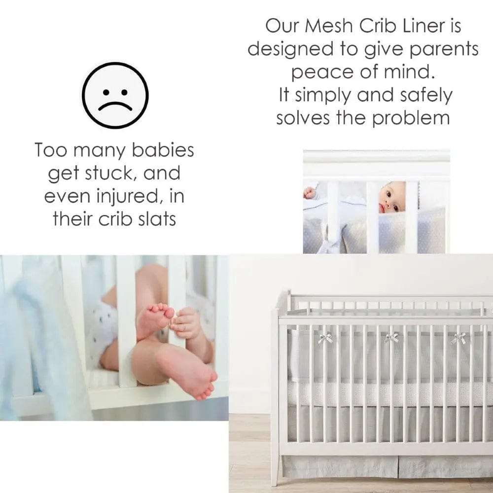 4 Sided Cot Bumper Mesh Baby Crib Liner- Breathable (Only Liners,No Cot Included)