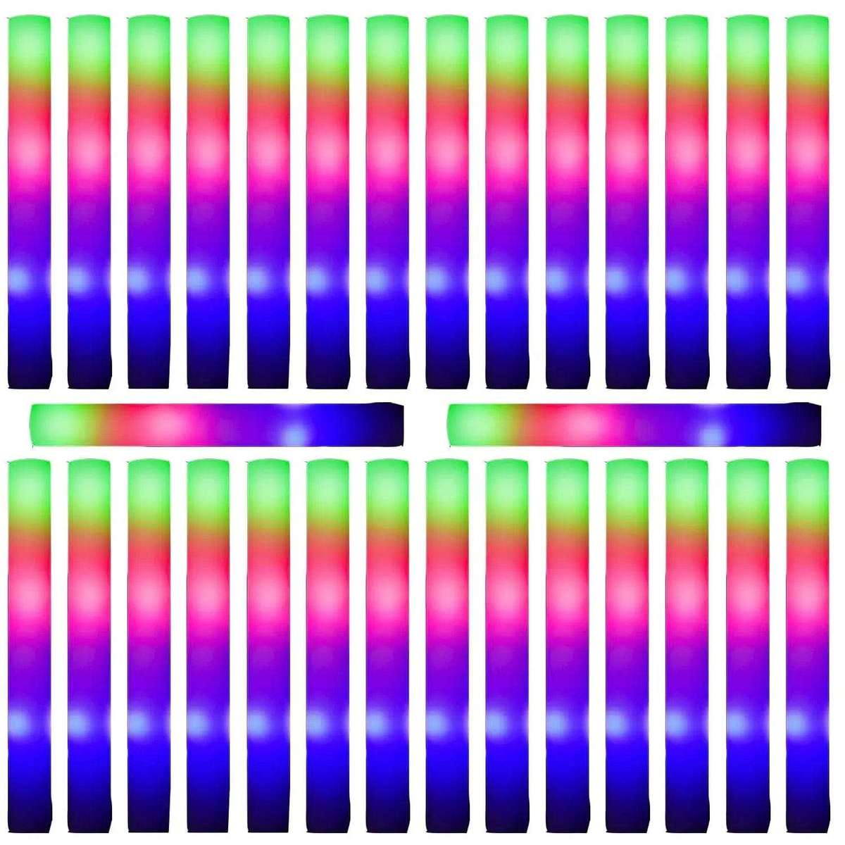 30 Pieces LED Glowing Foam Sticks Neon Party Supplies