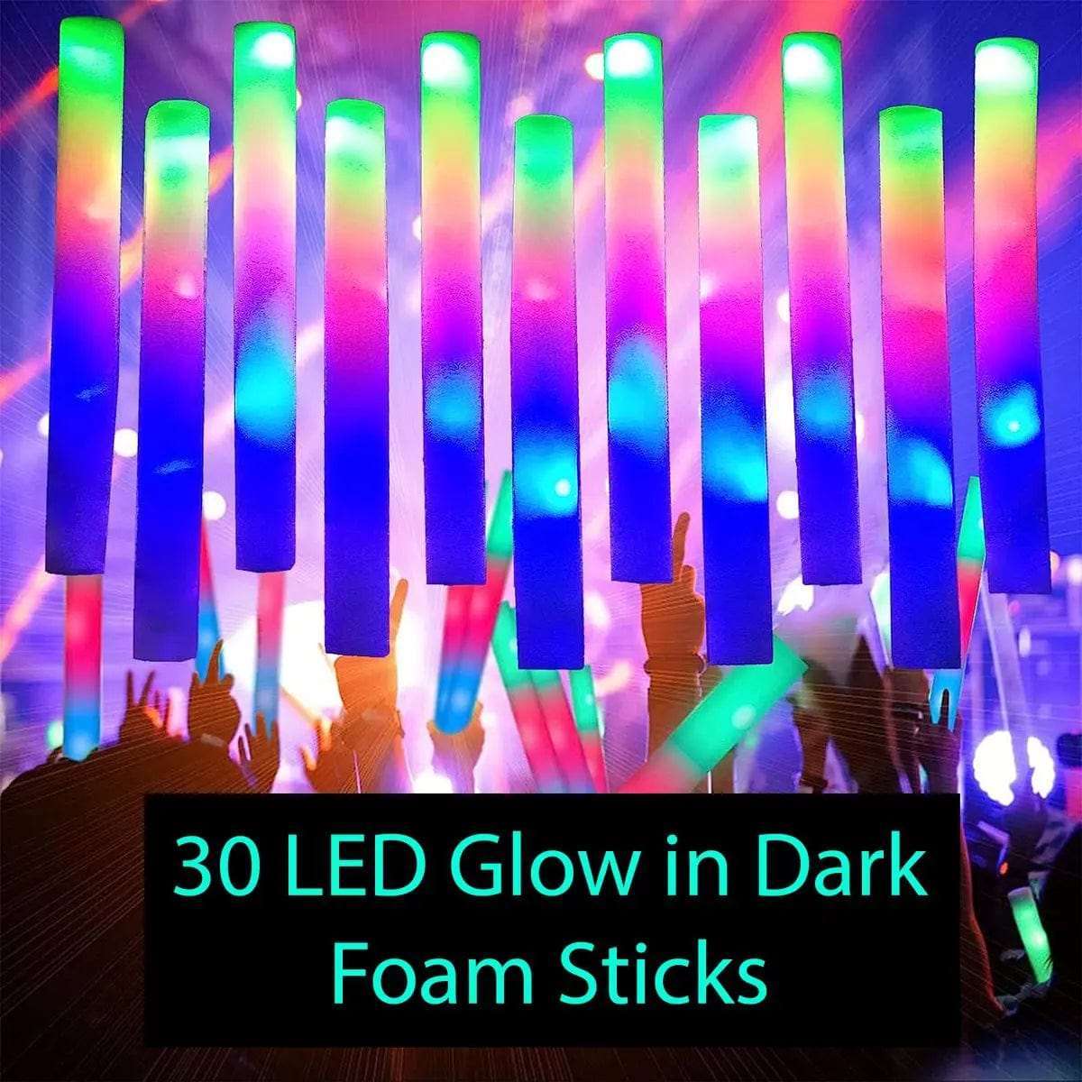 30 Pieces LED Glowing Foam Sticks Neon Party Supplies