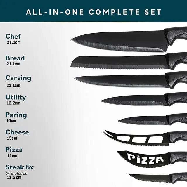 18 Piece Stainless Steel Kitchen Knife Set & Stand