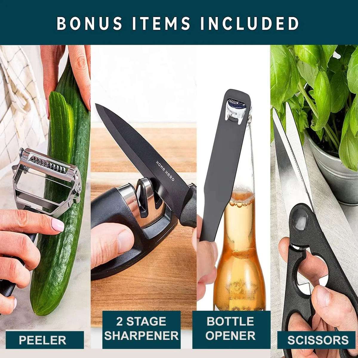 18 Piece Stainless Steel Kitchen Knife Set & Stand