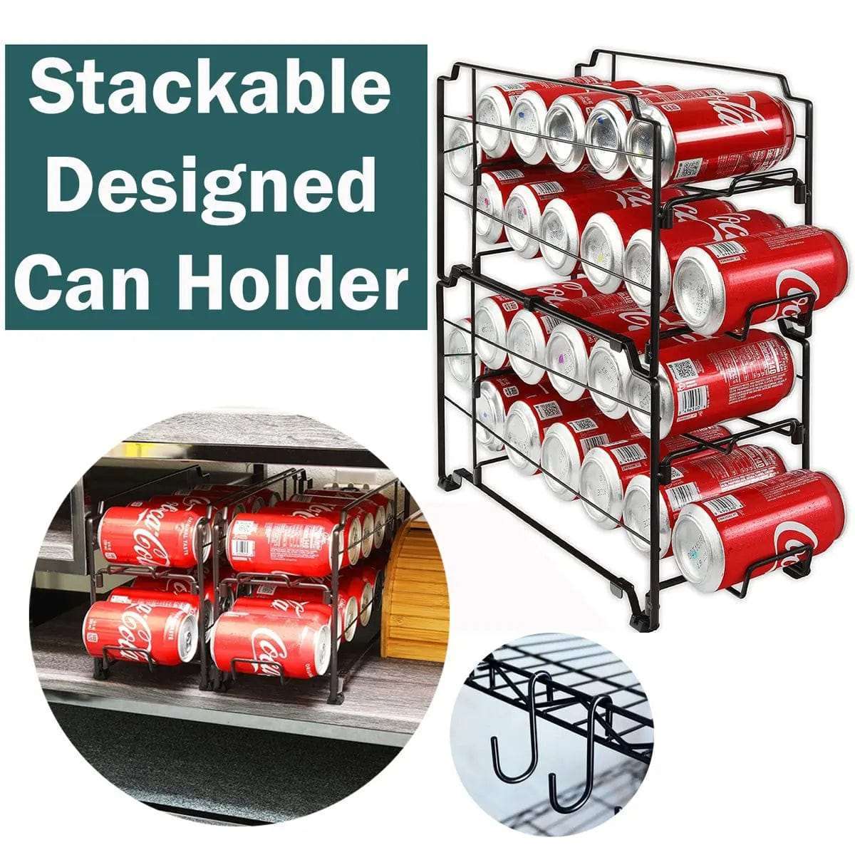 2 Pack Stackable Can Organizer Rack - Metal