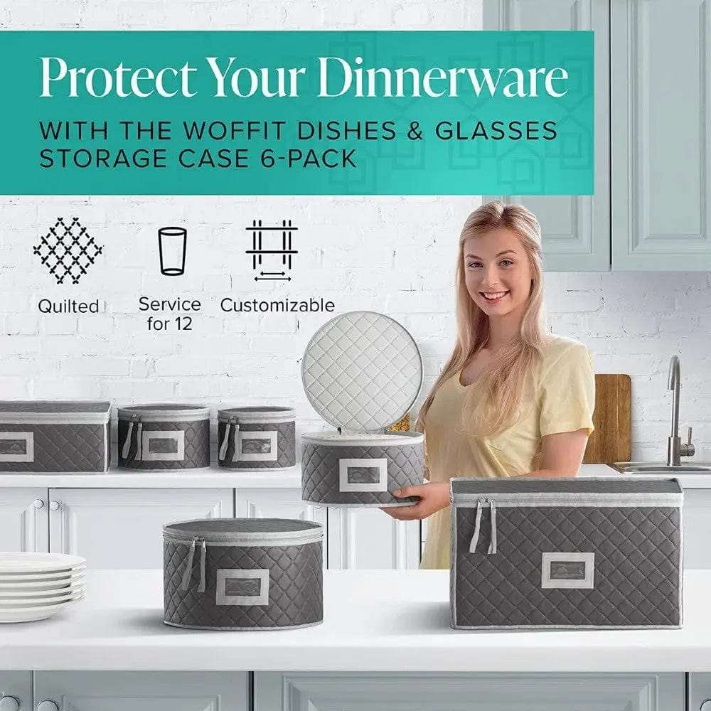 5 Pack Dinnerware Quilted Storage Boxes-For Moving Dishes Mugs Plates