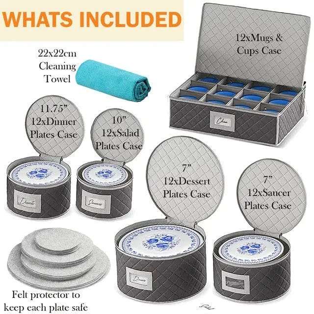 5 Pack Dinnerware Quilted Storage Boxes-For Moving Dishes Mugs Plates