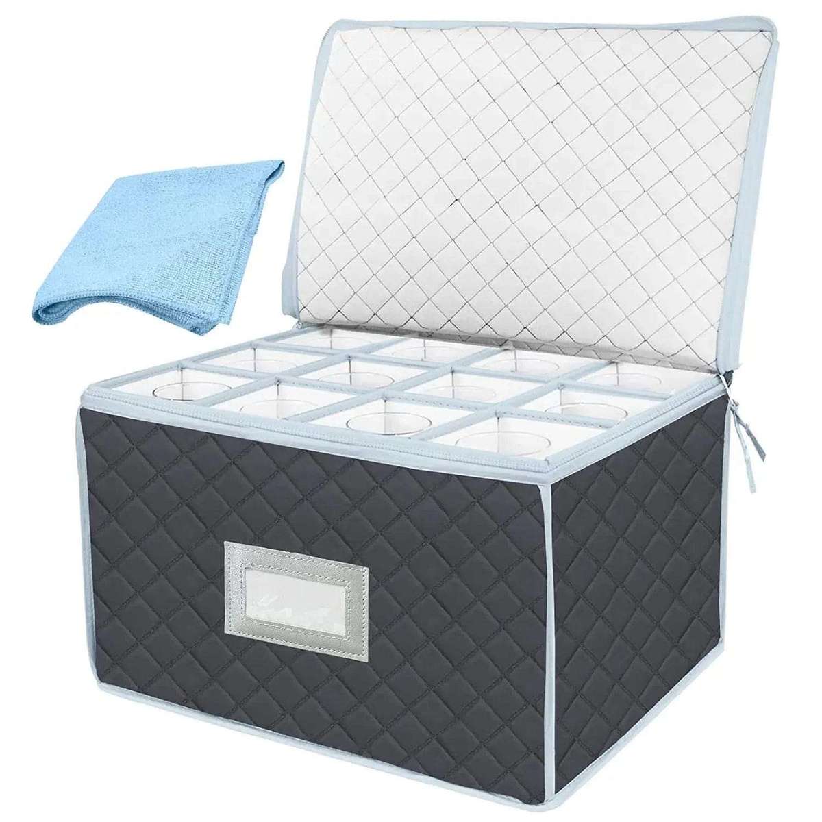 Glassware Storage Organiser Quilted Moving Packing Boxes- Holds 12 Wine Glasses