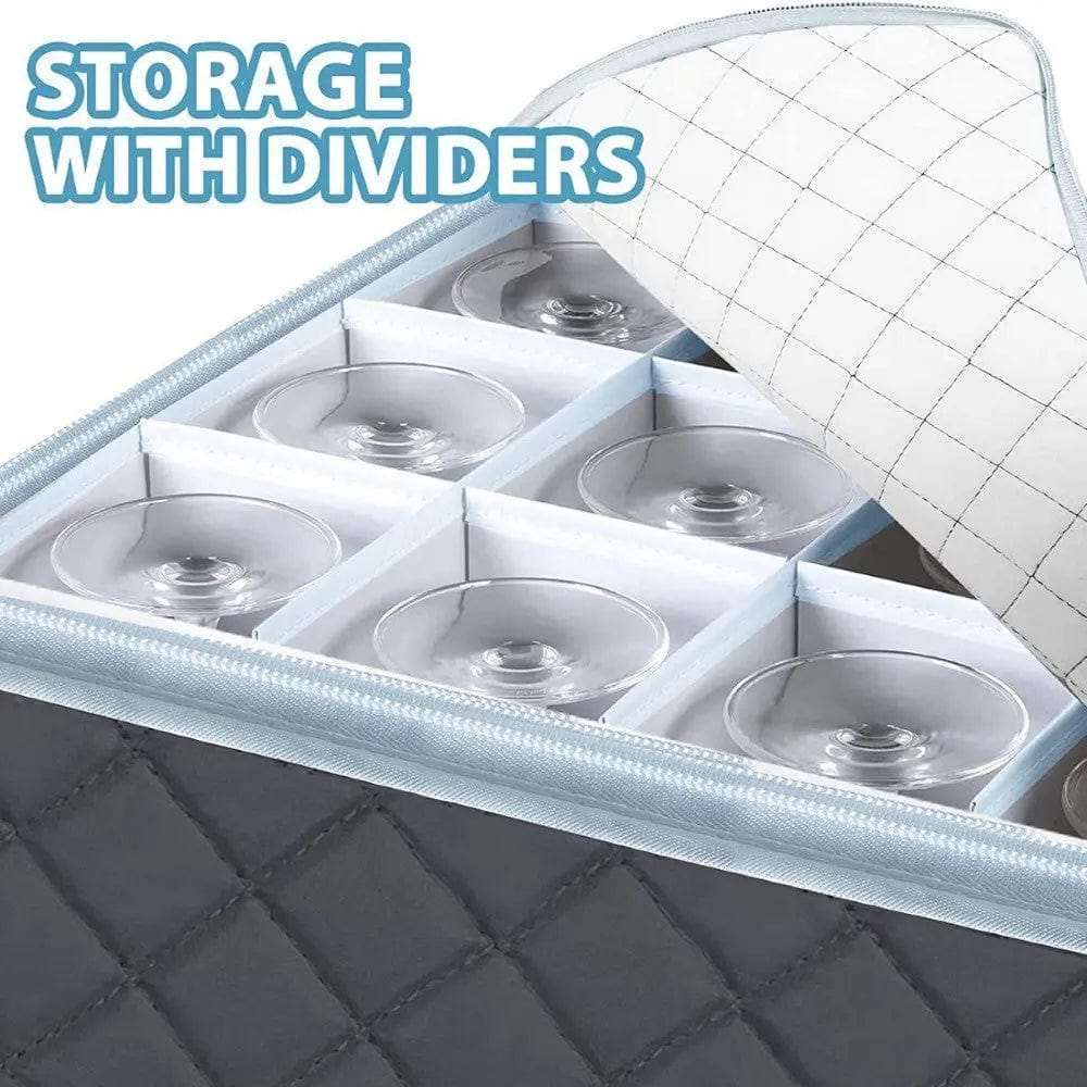 Glassware Storage Organiser Quilted Moving Packing Boxes- Holds 12 Wine Glasses