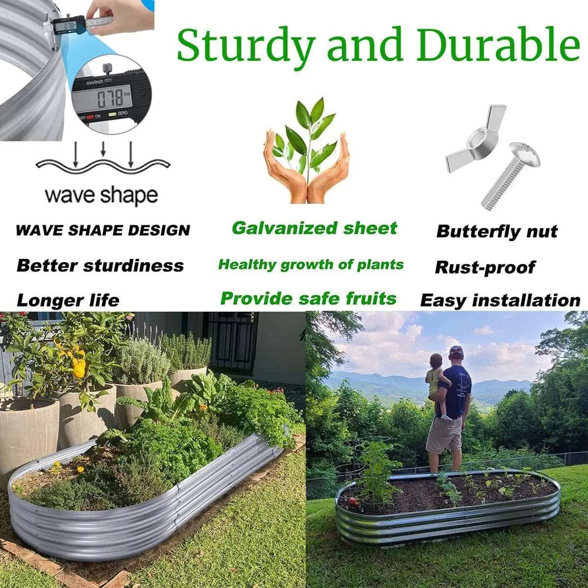 Galvanised Metal Raised Bed Vegetable Planter Box- Large