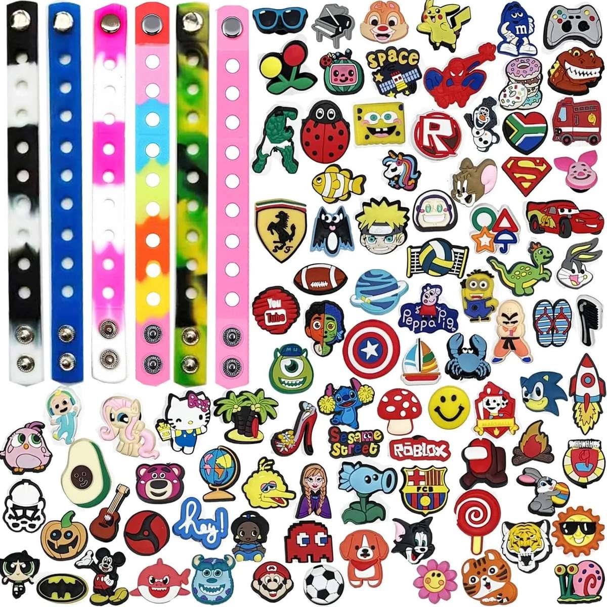 100 Piece Shoe Decoration Jibbitz & Bracelets