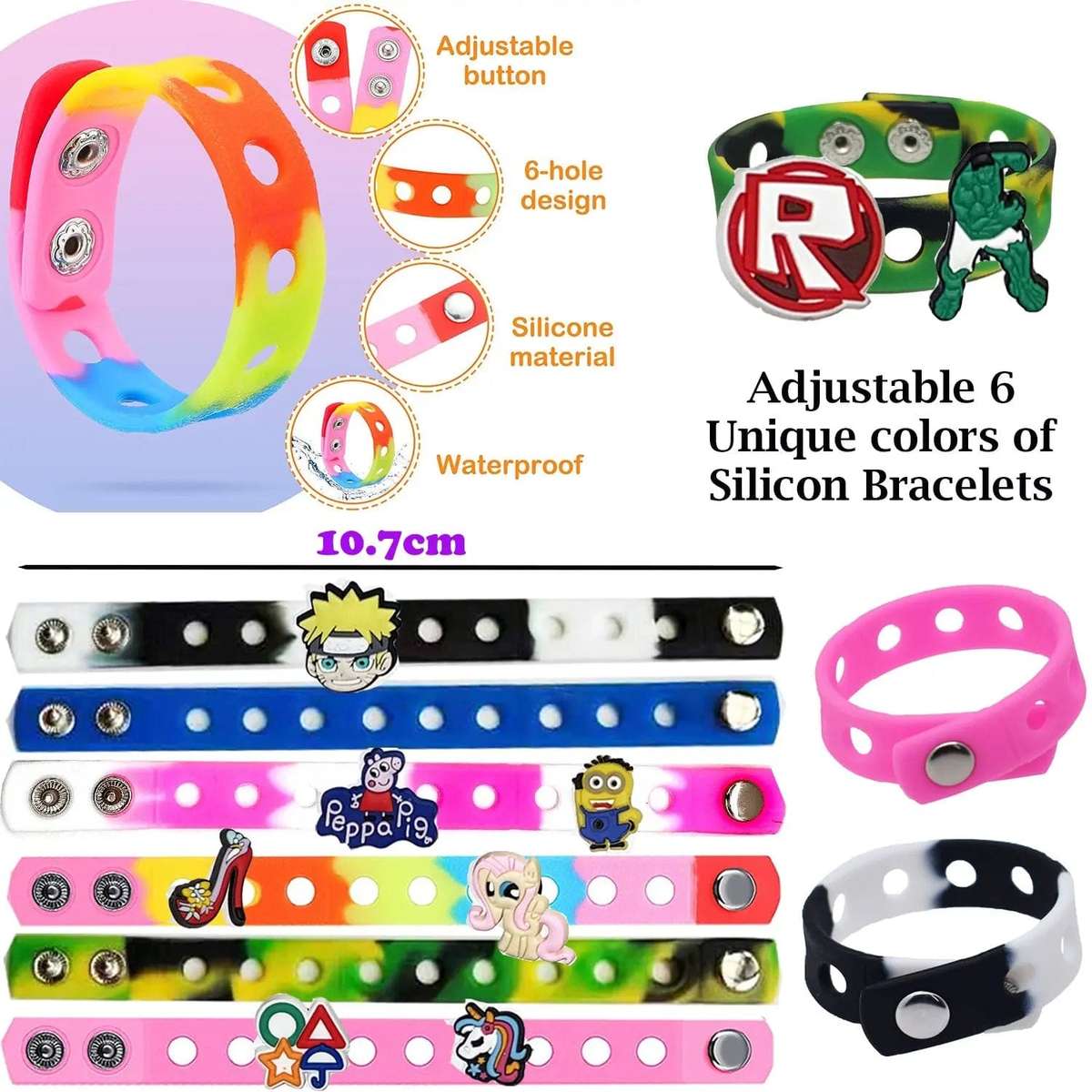 100 Piece Shoe Decoration Jibbitz & Bracelets