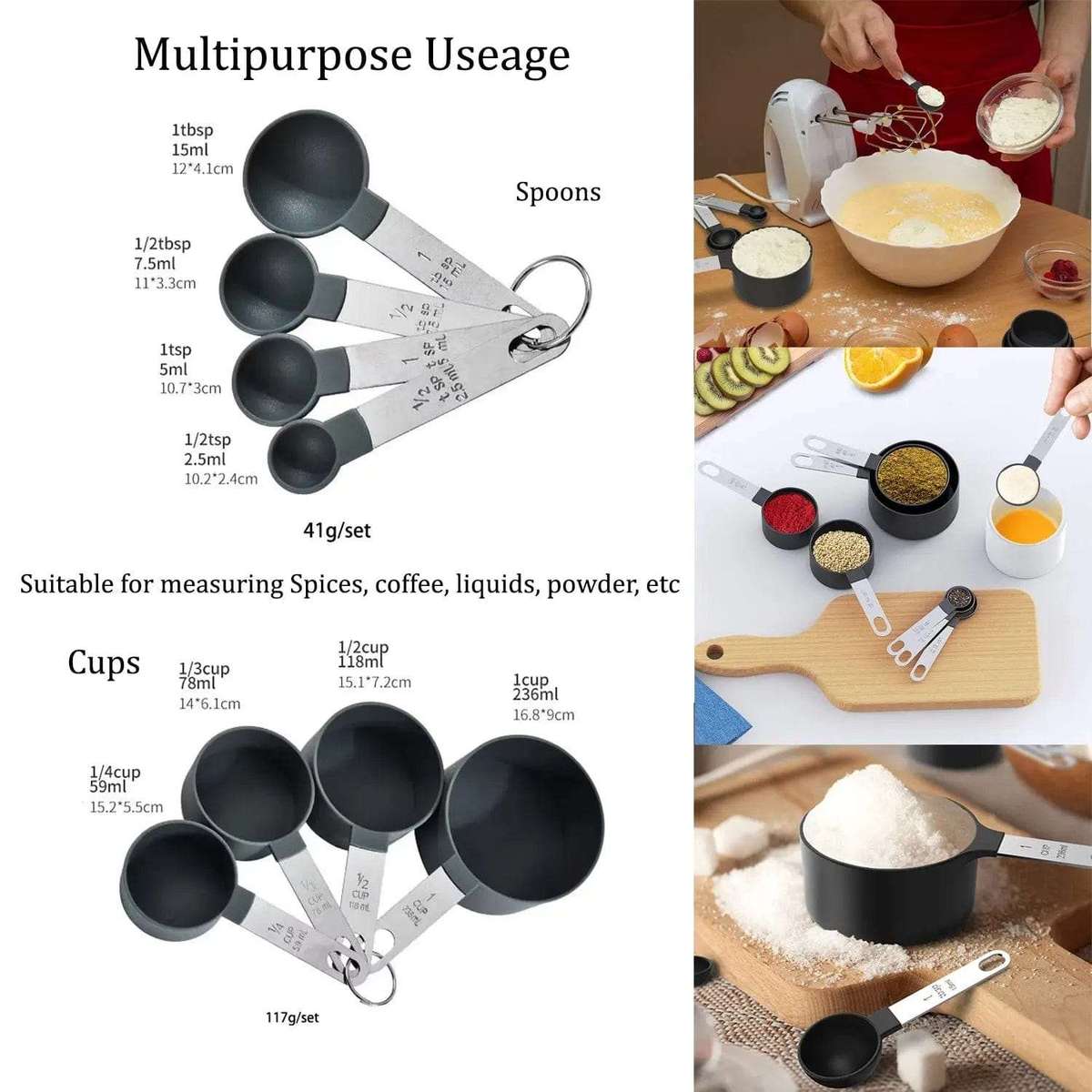 4 Tier Spice Rack Organiser 28 Jars & Spoons