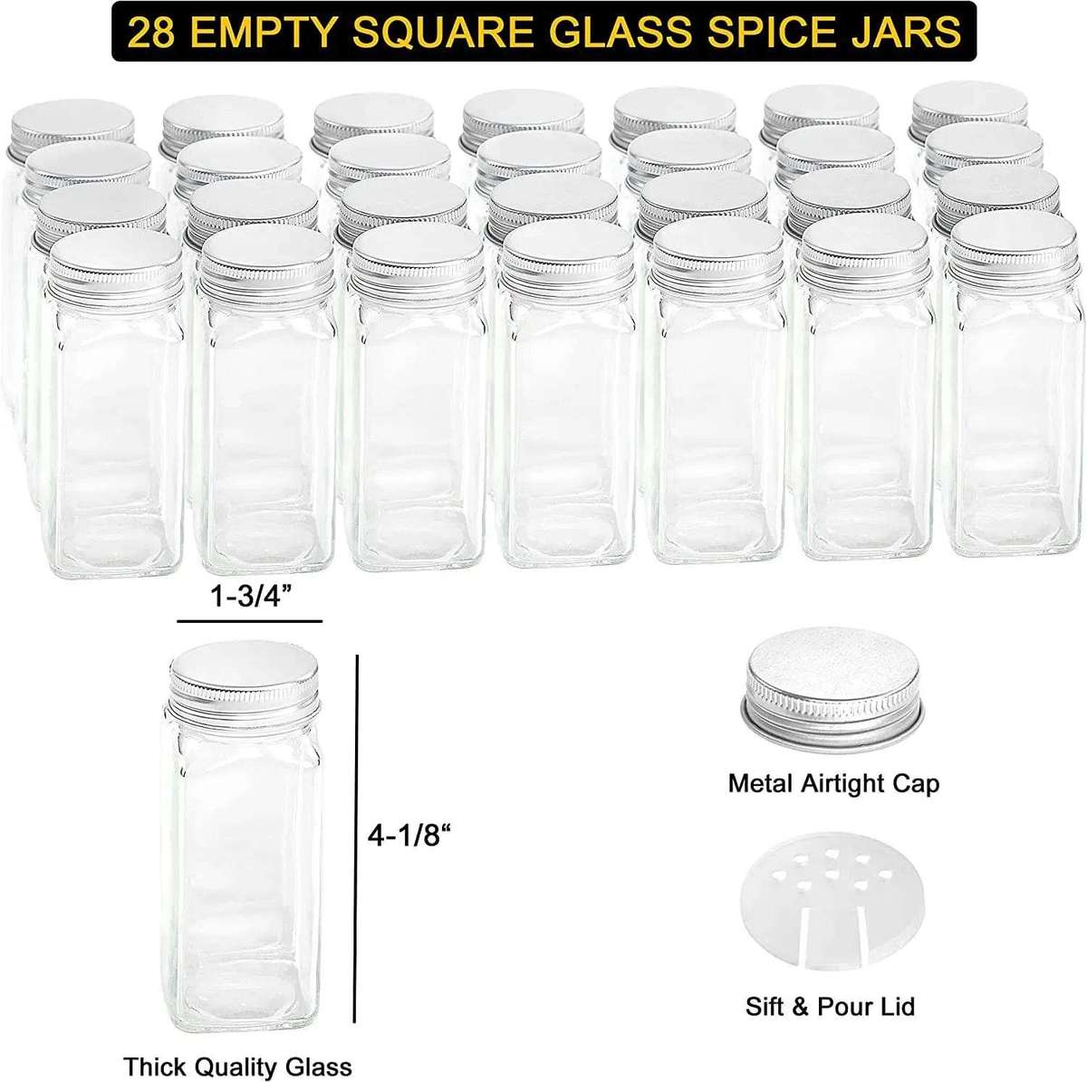 4 Tier Spice Rack Organiser 28 Jars & Spoons