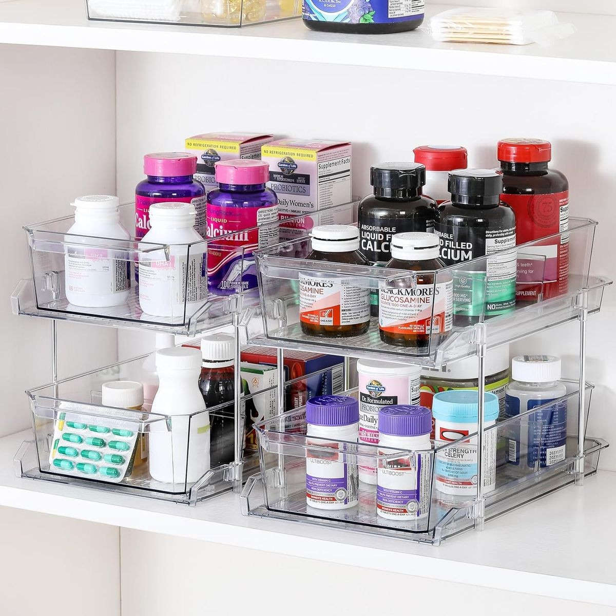 2-Pack Clear Under Sink Organizer | 2-Tier Pull-Out Storage |