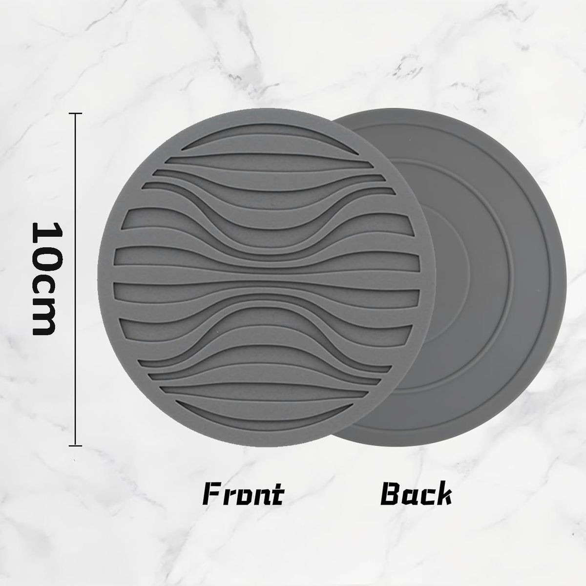 6 Pack Silicone Coasters Set With Holder For Drink Cup Barware - Grey