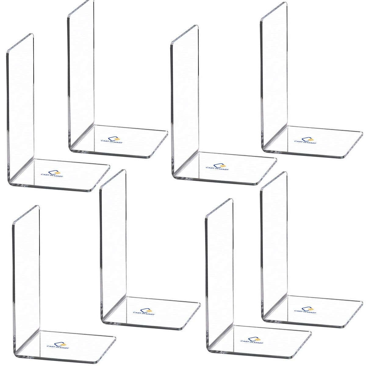 Clear Acrylic Bookends For Shelves Desk Book Stopper Organiser- 8 Pack
