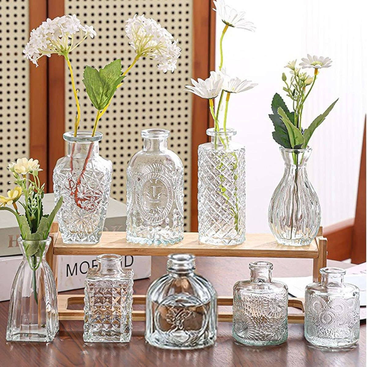 32 Pack Vintage Glass Bud Small Vase Set For Flower Home Wedding Decor