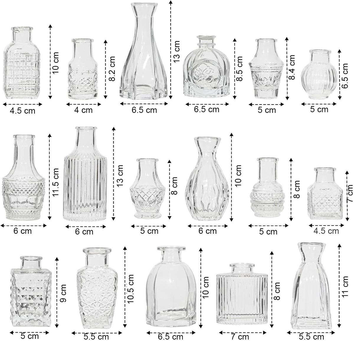 32 Pack Vintage Glass Bud Small Vase Set For Flower Home Wedding Decor