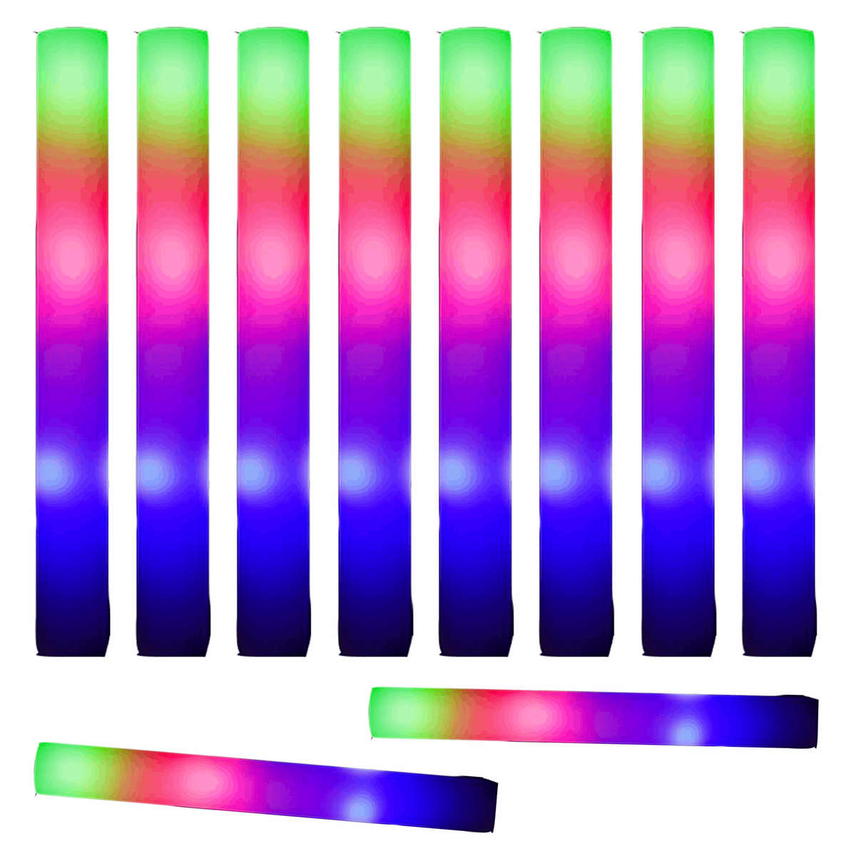 10 Pieces LED Glow In The Dark Foam Sticks Bulk Neon Party Supplies