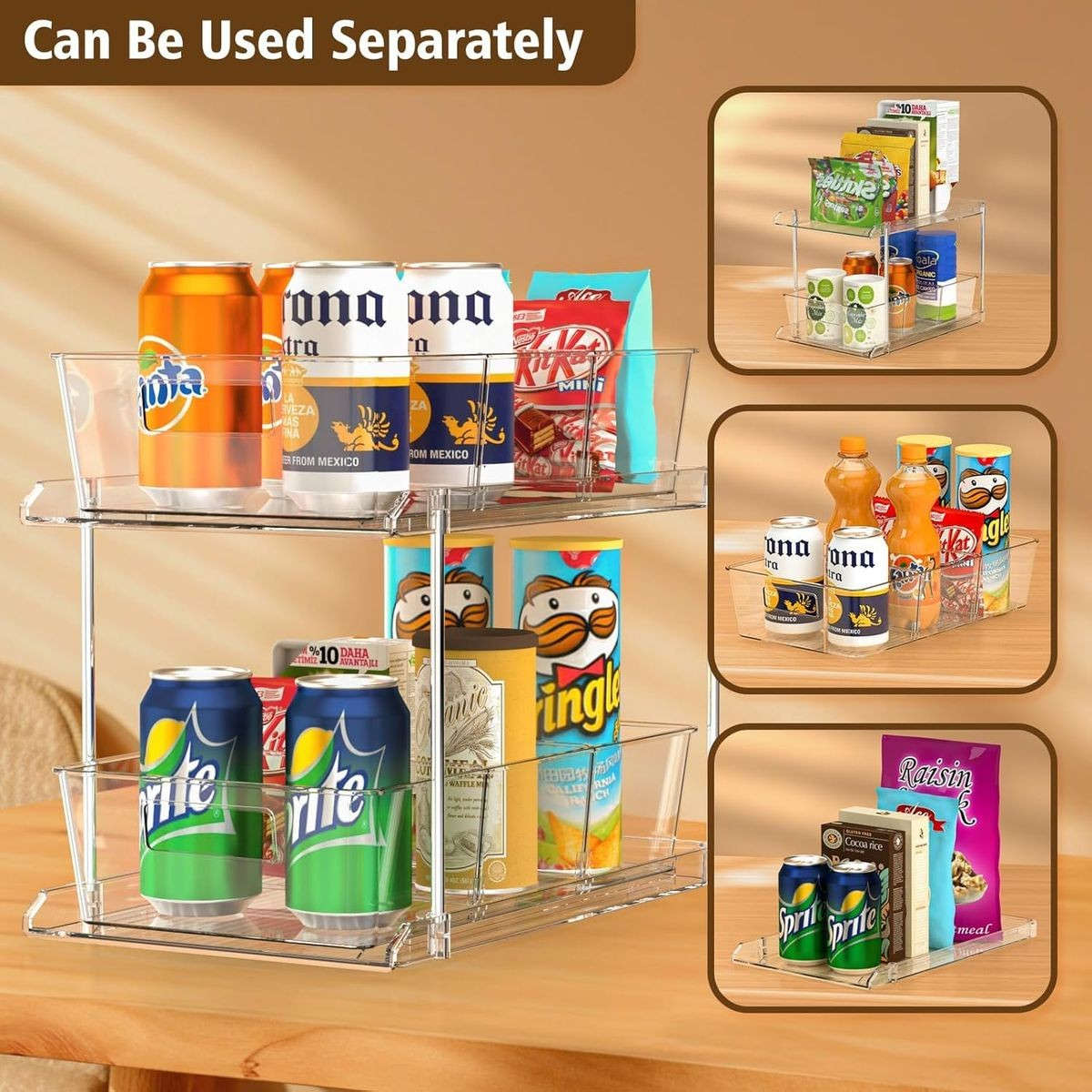 2-Pack Clear Under Sink Organizer | 2-Tier Pull-Out Storage |