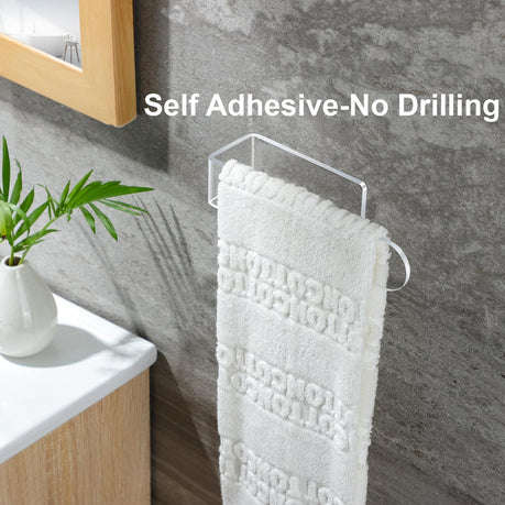 Clear Acrylic Hand Towel Holder For Bathroom Kitchen Wall Self Adhesive