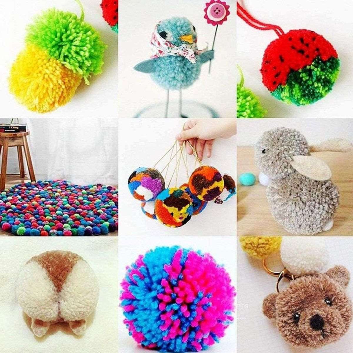 Pom Pom Maker DIY Knitting Wool Kit With 4 Size Fluff Ball Weaver & Cutter