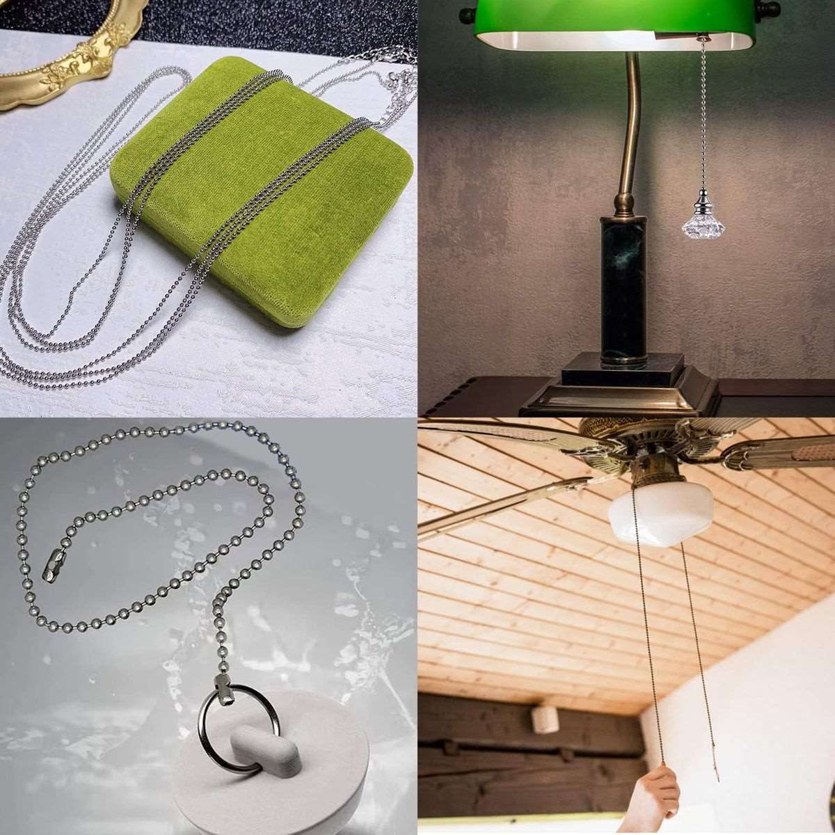 33 Feet Stainless Steel Silver Ball Chains Necklace & Connector Clasps