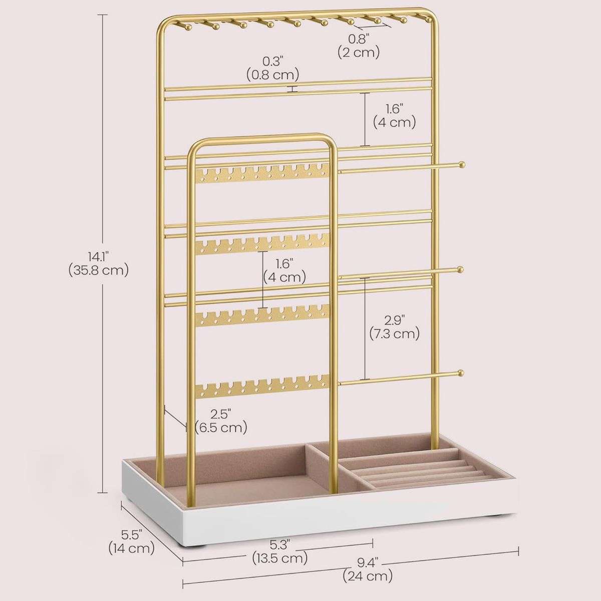 Jewelry Holder Organiser Stand For Necklace Bracelet Earring Studs Display-