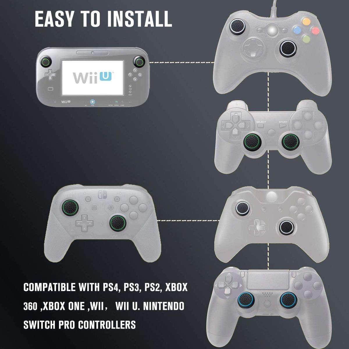 8 Pairs Silicone Thumb Grips Cover Caps For Controller Joystick- Universal