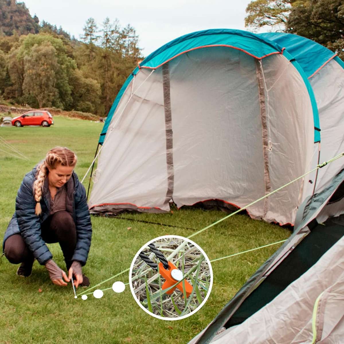 10 Pack Tent Stakes Heavy Duty Pegs 27cm For Camping Yard With 12m Ropes