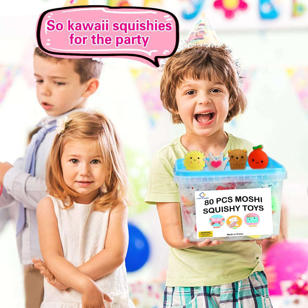 80 Pack Mochi Squishy Bulk Fidget Sensory Toy Party Favors for Kids