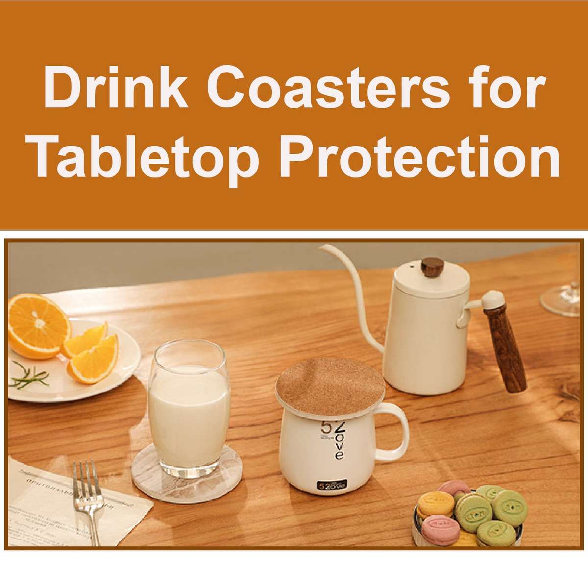 6 Pack Ceramic Drink Coasters With Holder For Cups Barware - Marble Style