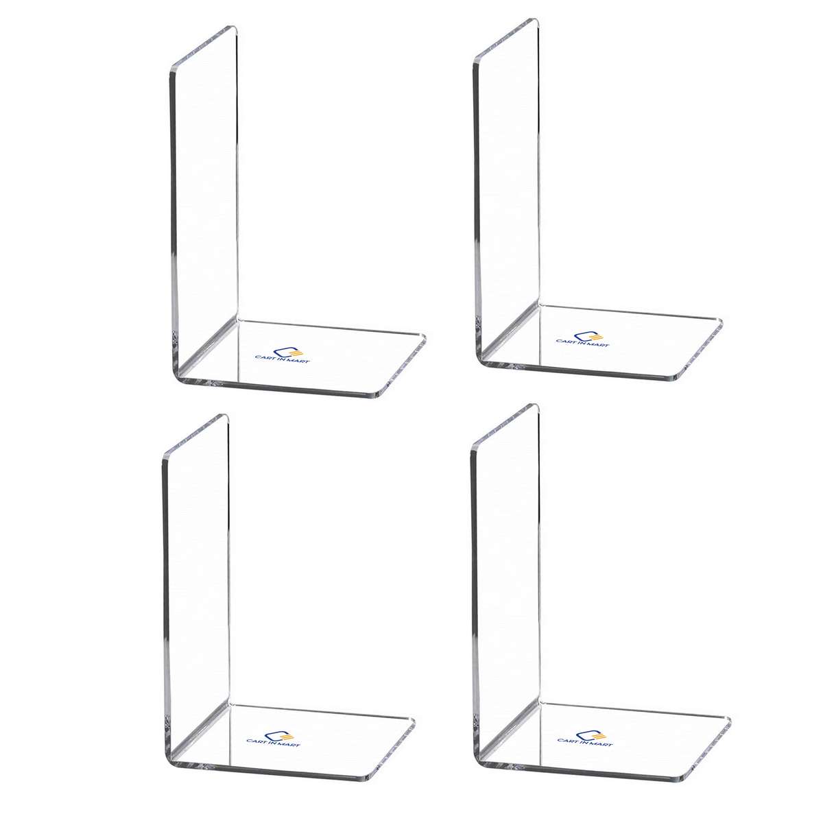 Clear Acrylic Bookends For Shelves Desk Book Stopper Organiser - 4 Piece