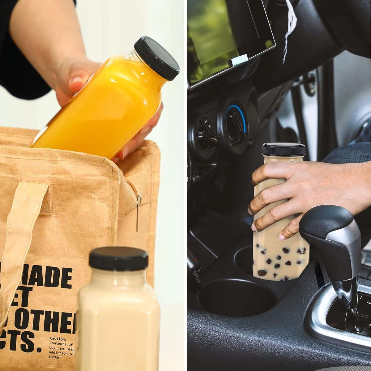 12 Pack Glass Juice Bottles With Lids 480ml Drinking Jars ,Glass Straws