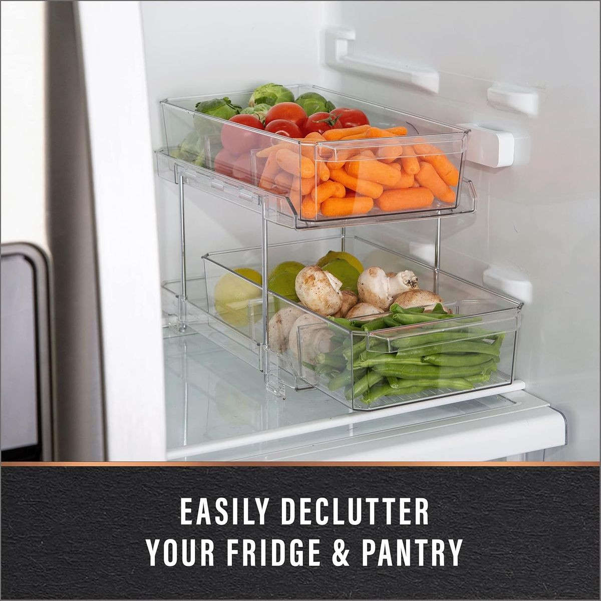 2-Pack Clear Under Sink Organizer | 2-Tier Pull-Out Storage |