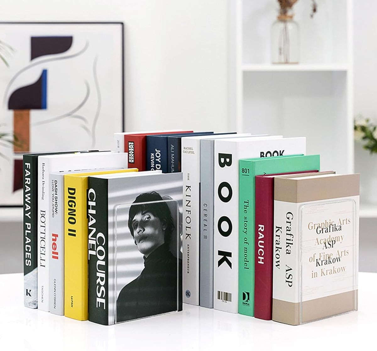 Clear Acrylic Bookends For Shelves Desk Book Stopper Organiser- 8 Pack