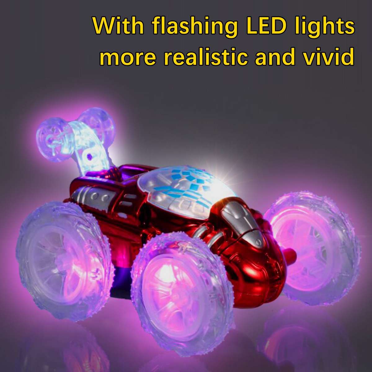 Remote Control Stunt Car RC Car Toy with Flashing LED Lights 360 Tumbling for Kids Boys Girl