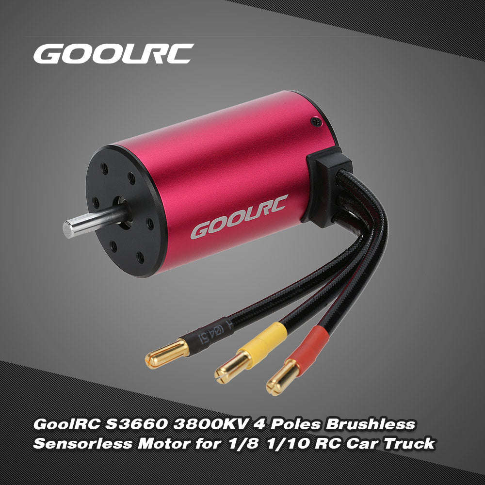GoolRC S3660 3800KV 4 Poles Brushless Sensorless Motor for 1/8 1/10 RC Car Truck