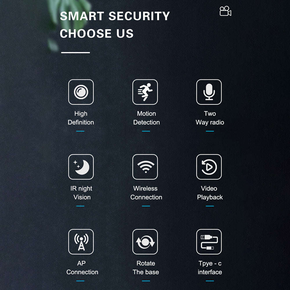 Smart Security Camera 1080P Wireless Cameras for Home Outdoor Security Motion Detection Night