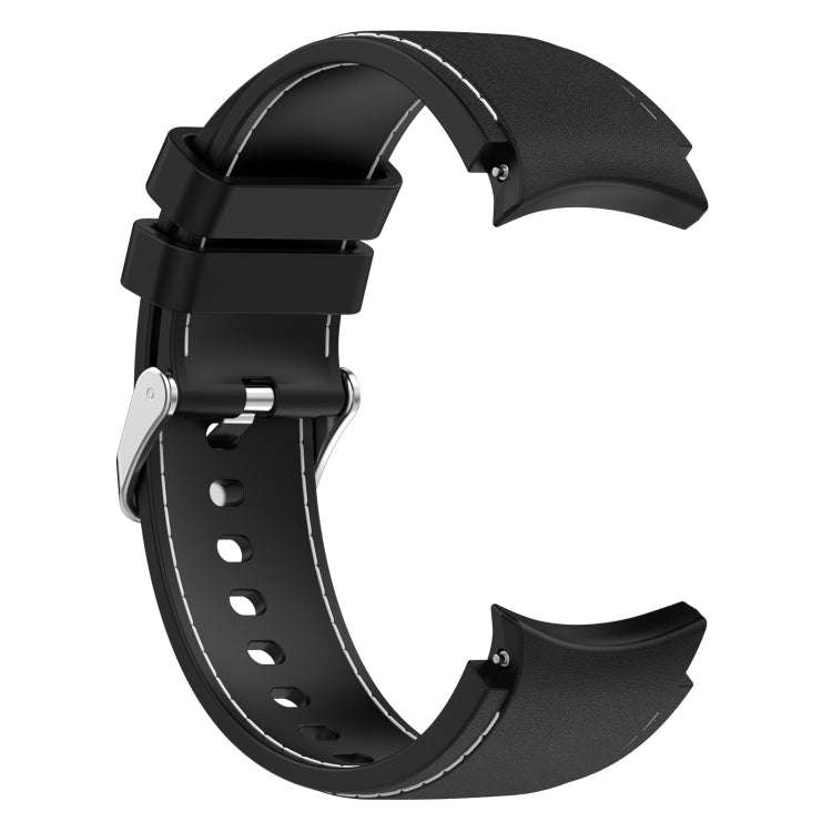 For Samsung Galaxy Watch 6 / 6 Classic Leather Silicone Watch Band(Black+White)