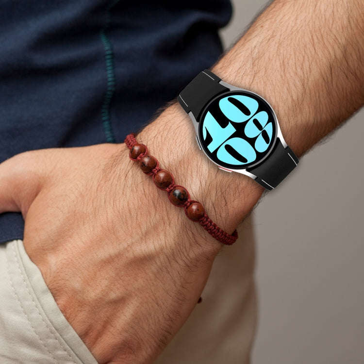 For Samsung Galaxy Watch 6 / 6 Classic Leather Silicone Watch Band(Black+White)