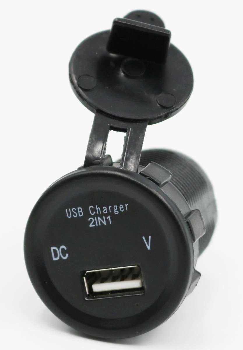 Single USB power socket with Voltmeter - Round