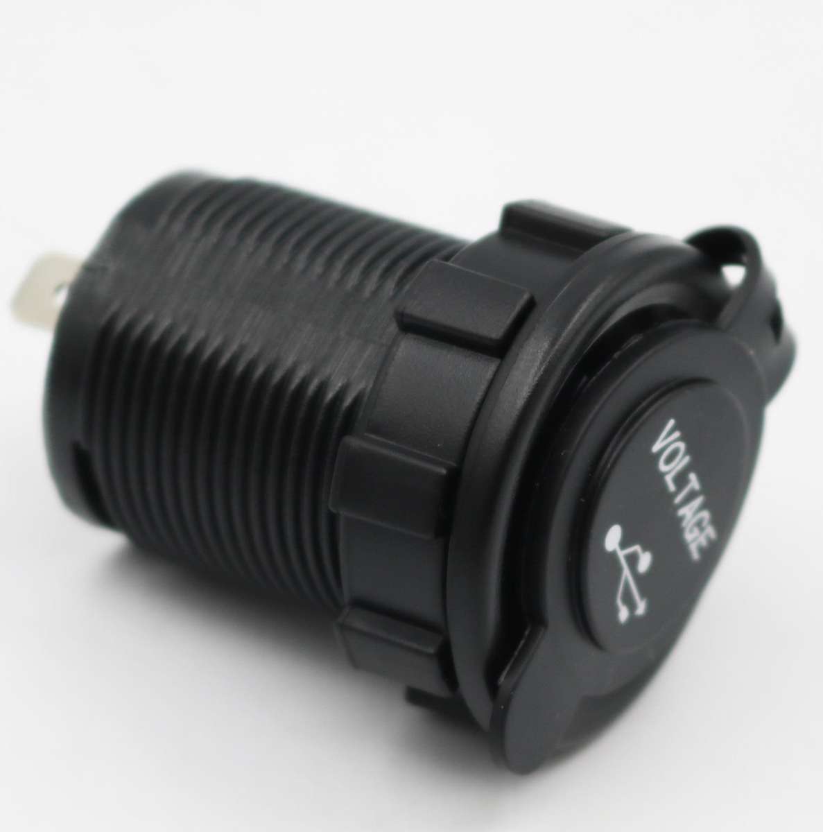 Single USB power socket with Voltmeter - Round